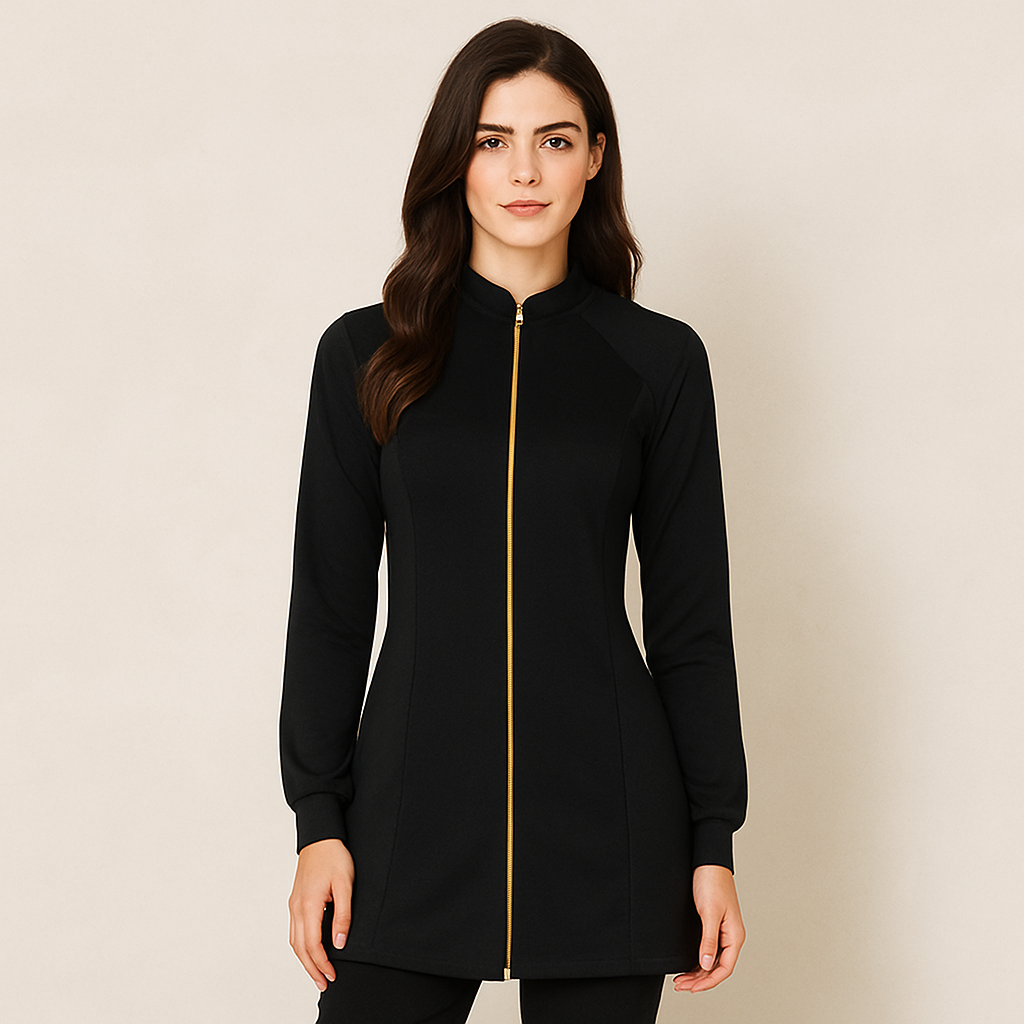 Jaleco Flex Azul Marinho Ebes – Gola Padre, Malha Flexível, Gabardine Premium, Tamanhos PP ao Plus Size