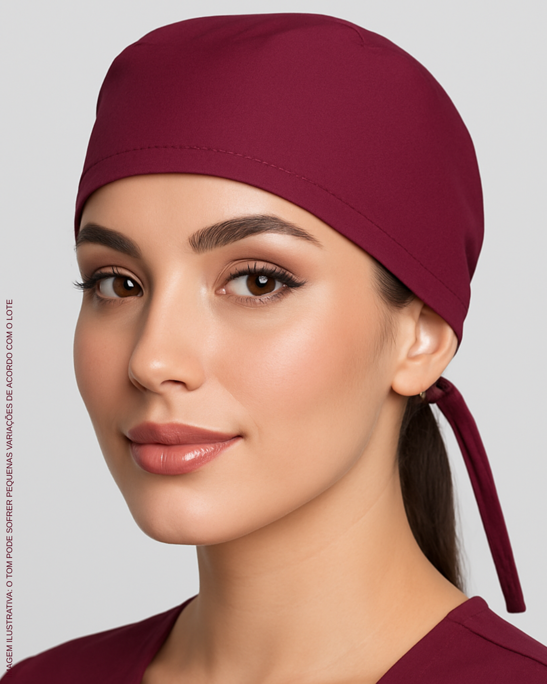 Touca Cirúrgica Bandana Bordô Ebes – TAMANHO ÚNICO- Gabardine Premium, Amarração Ajustável, Personalizável com Bordado